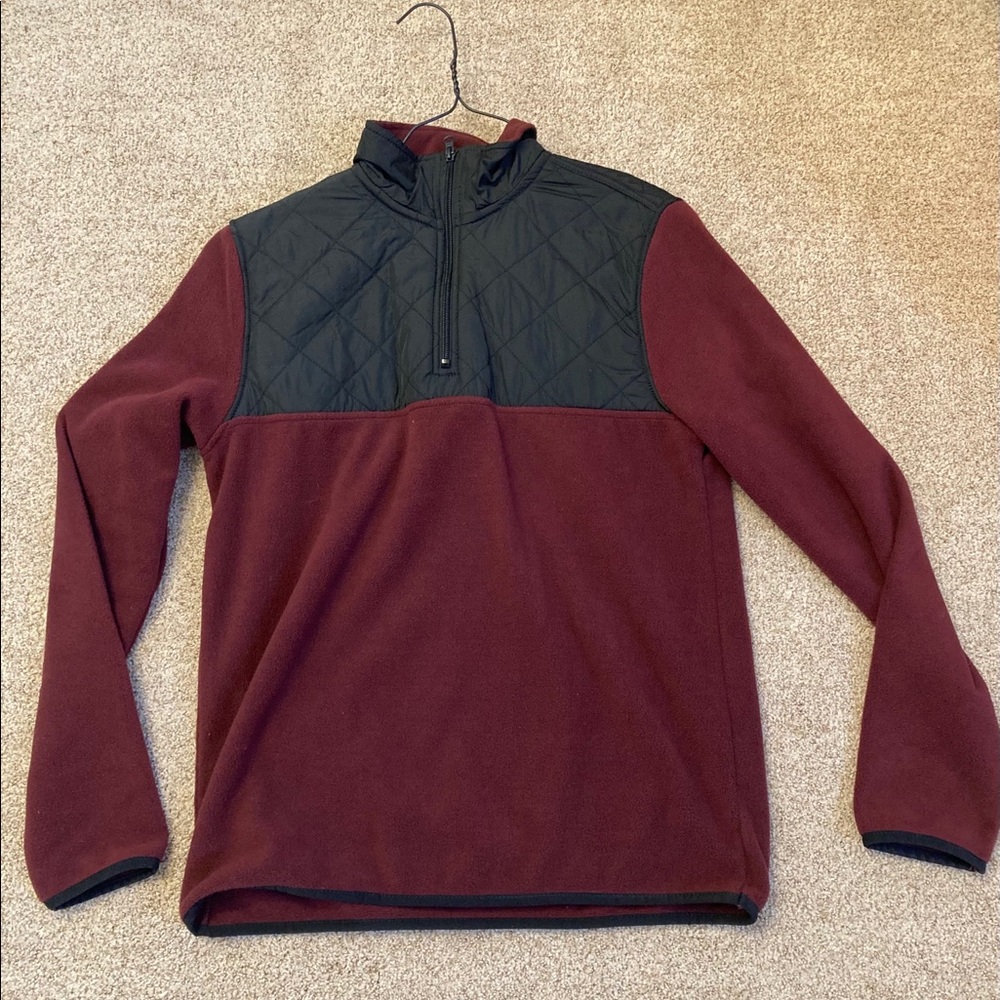 black/maroon quarter zip jumper (size S)